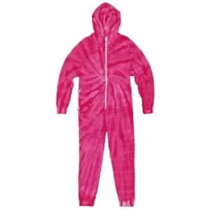 Colortone Unisex Adults Full Zip Tonal Spider Tie Dye Onesie (2XL) (Spider Pink)