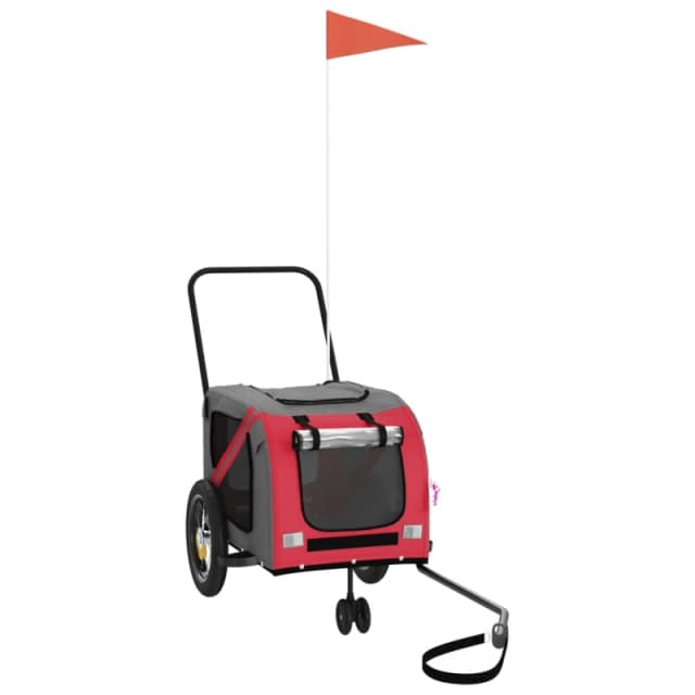 vidaXL Pet Bike Trailer Red and Black Oxford Fabric and Iron, Red 93887