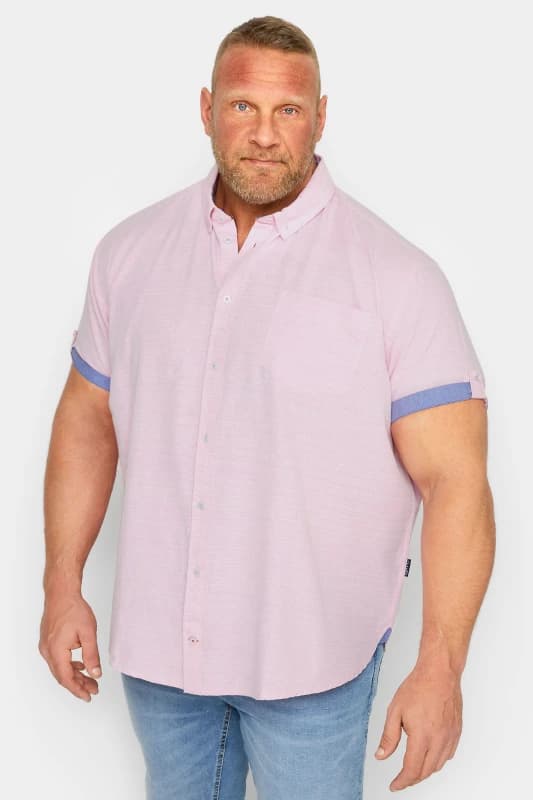 BadRhino BadRhino Men Cotton Slub Shirt in Pink Size: 7-8X-Large Pink 7-8XL Male 5063110348238