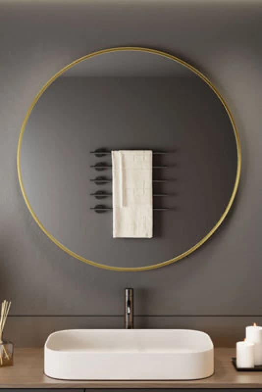 Neo Gold Round Metal Frame Wall Mirror