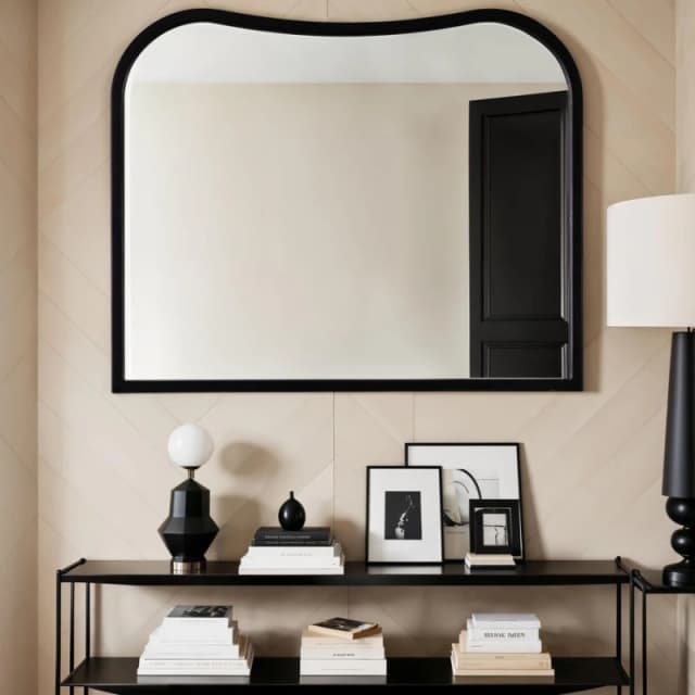 Home Garden Direct Garda Irregular Wall Mirror Black 80x65cm Size: 80x65cm Black Unisex 80x65 cm