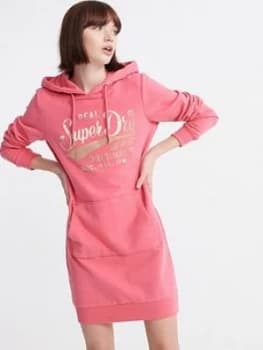Superdry Core Graphic Sweat Dress - Pink, Size 6, Women