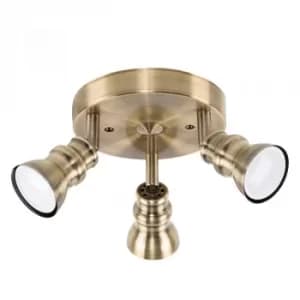 Traditional 3-Way Round Spotlight in Antique Brass