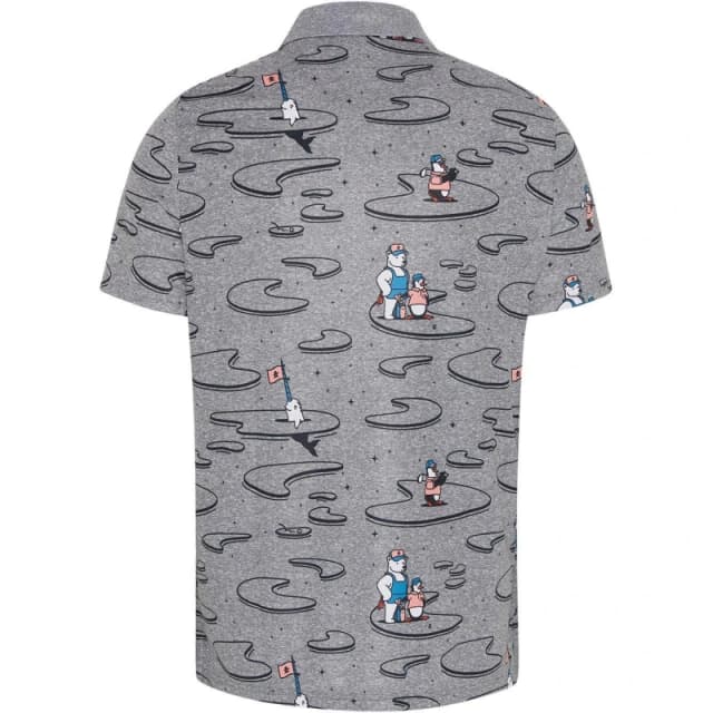Original Penguin All Over Print Short Sleeve Golf Shirt Mens - Grey Grey S