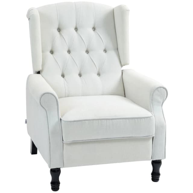 HOMCOM Manual Cream White Reclining Armchair Recliner with Footrest - Cream TJ Hughes 5056725588236