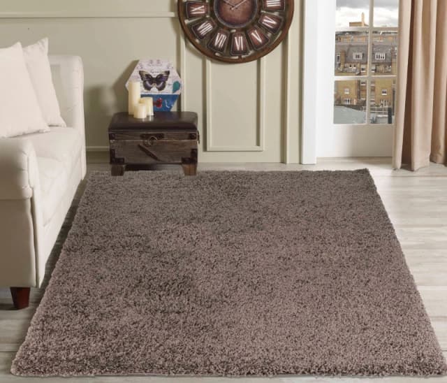 Desire Rugs Plain Living Room Shaggy Area Rugs Taupe 160X230 Cm