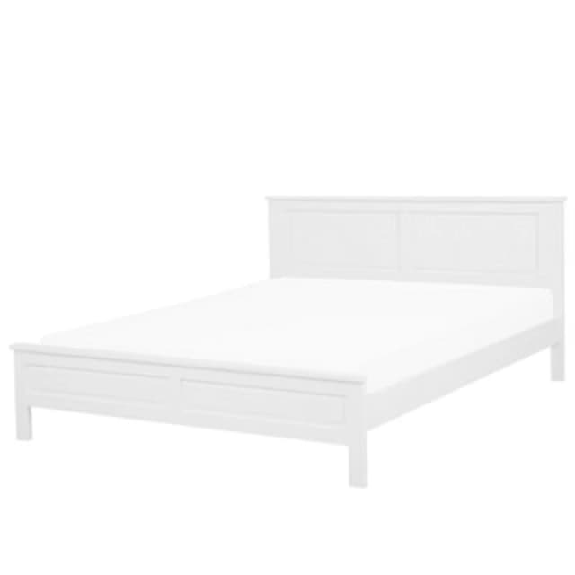 Beliani Bed Pine Wood Olivet 160 X 200 Cm (Eu King Size) White