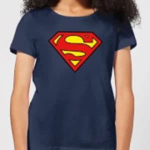 Justice League Superman Logo Womens T-Shirt - Navy - L
