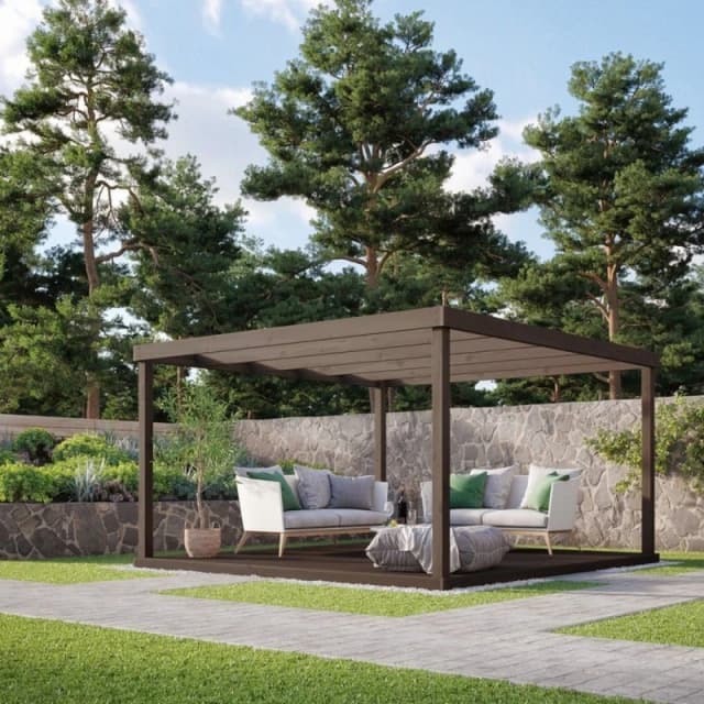 Rutland County Garden Furniture Ltd Box Pergola & Decking Kit - Wood - L360 x W360cm - Light Green in Brown Brown Unisex