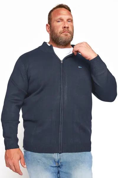 BadRhino Full Zip Knitted Jumper Blue