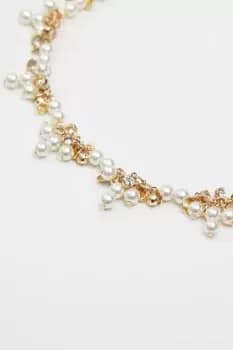 Gold Cream Pearl Crystal Shaker Necklace