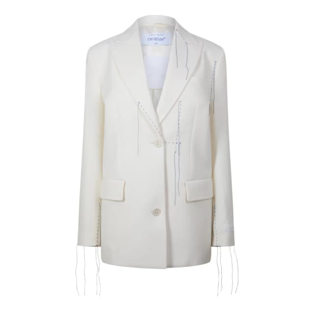 Off White Womens Wool Stitching Tomboy Softshell Jacket White female XXS (36)