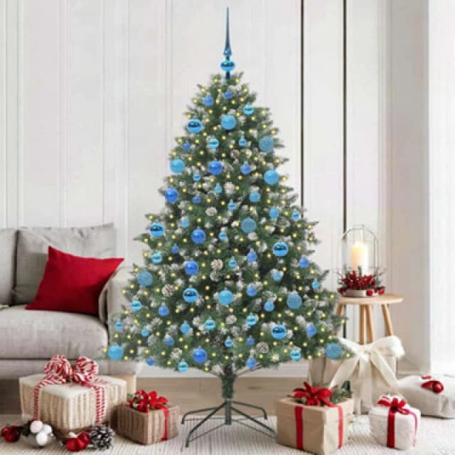 vidaXL Artificial Christmas Tree with Stand, Blue Balls Green 126 x 126 x 180 cm, Green 3395240