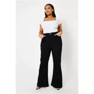 I Saw It First Black Plus Size Skinny Fit Flared Jeans - Black
