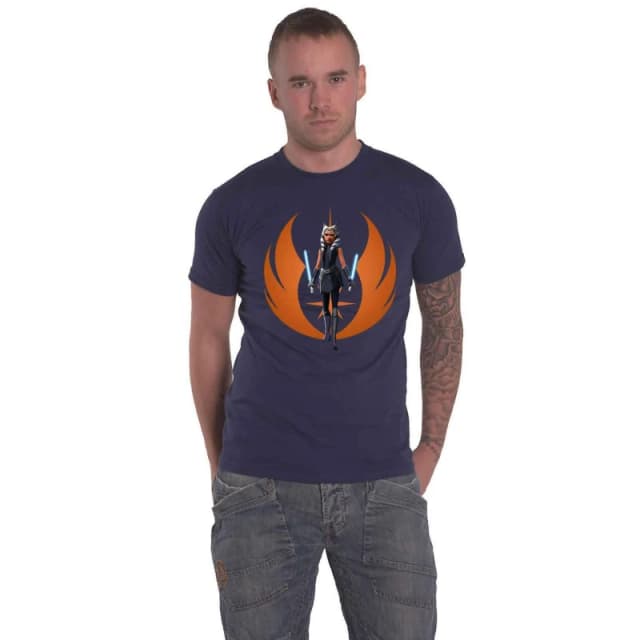 Star Wars Star Wars Men Ahsoka Rebel Pose T-Shirt in Navy Size: Small Navy S Male 5059958517561