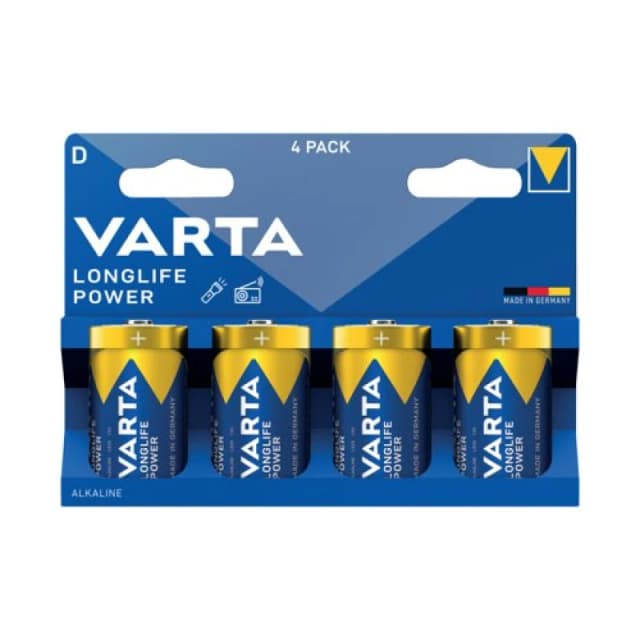 Varta Longlife Power D Alkaline Battery 1.5V Pack of 4 4920121424 VAR12889