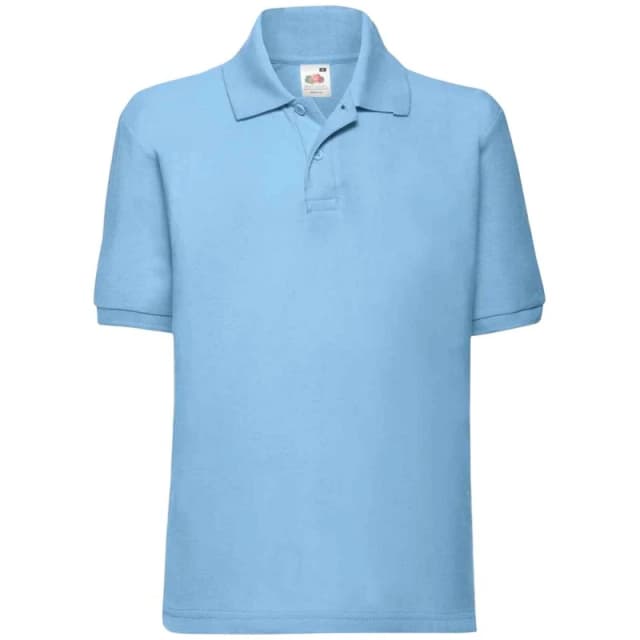 Fruit of the Loom Poly Cotton Pique Polo Shirt in Baby Blue Size: 12-13 Years Baby Blue Unisex 12-13 Years
