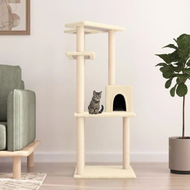 VIDAXL Cat Tree with Sisal Scratching Posts Cream 123cm Vidaxl 8720845767273