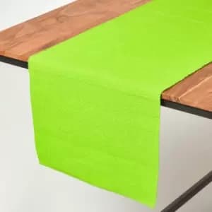 Cotton Plain Lime Green Table Runner - Lime Green - Homescapes