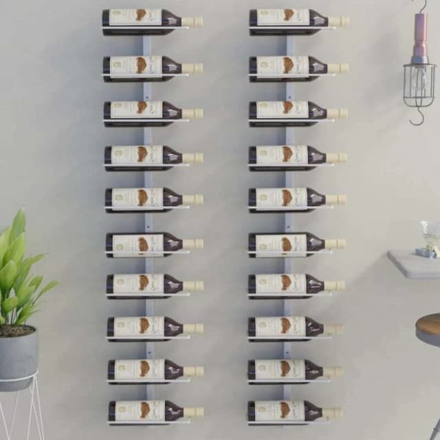 VIDAXL Wall-mounted Wine Rack for 10 Bottles 2 pcs White Metal Vidaxl 8720286827208