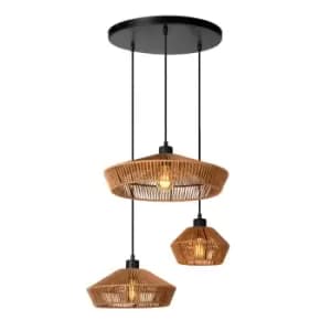Yunkai Cottage Cluster Pendant Light - Ø60cm - 3xE27 - Light Wood