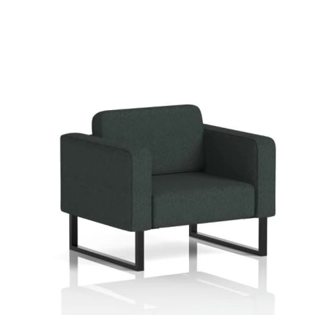 Brixworth Office Armchair with Black Legs in Rivet Fabric - Charcoal