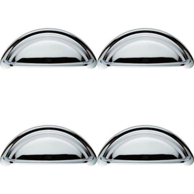 Loops 4x Cabinet Cup Pull Handle 94 x 41.5mm 76mm Fixing Centres Polished Chrome Multi unisex