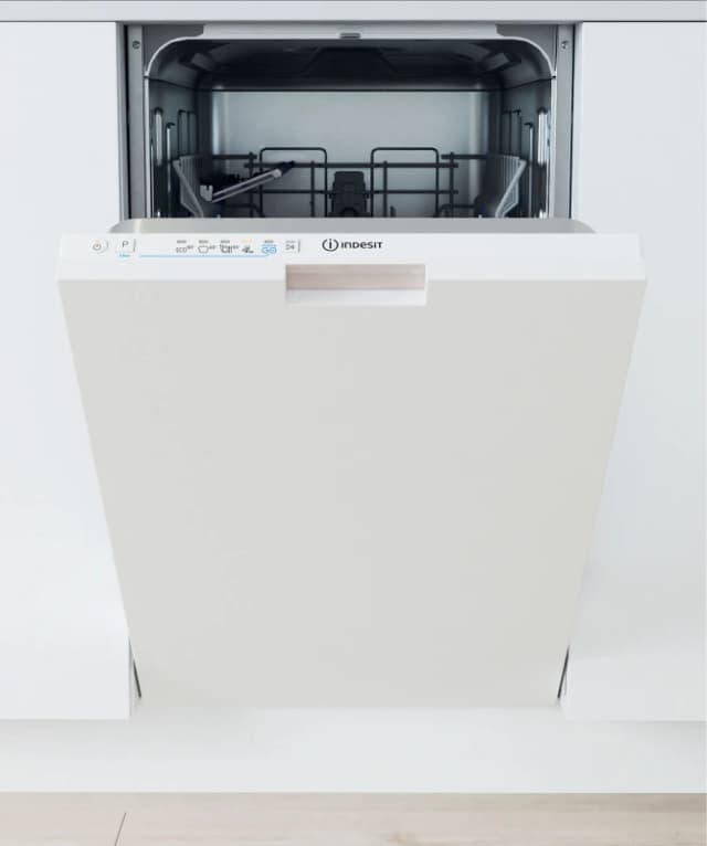 Indesit Push&Go IN2ID10CS80UK Fully Integrated Slimline Dishwasher - White Control Panel with Fixed Door Hinge Kit - D Rated