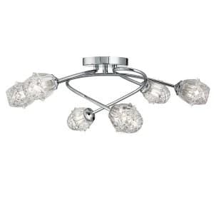 Searchlight Lighting Collection Grace 6-Light Glass Flush Ceiling Light