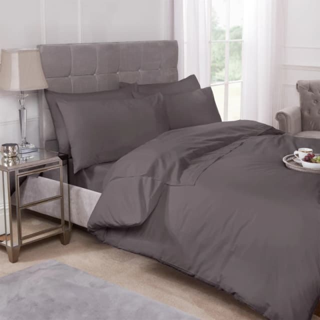 Emma Barclay Duvet Set 180 Thread Count Polycotton Percale Grey unisex Single