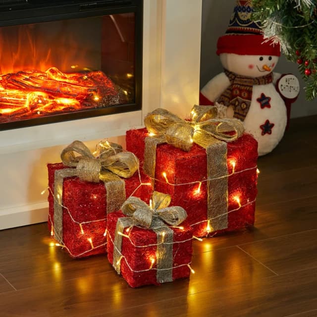 LIFE IDEAS Square Christmas Gift Boxes Silver unisex One size