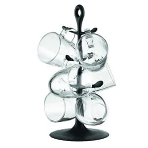 Bodum Copenhagen Mug Tree with 6 Bistro Glass Mugs