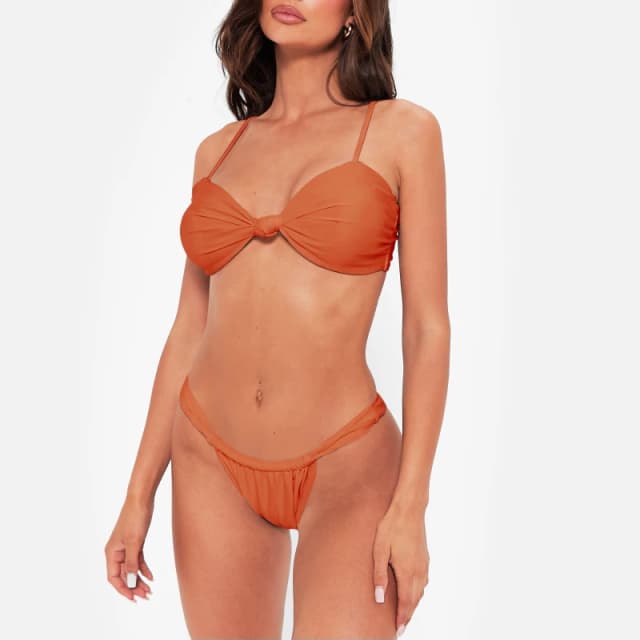 I Saw It First Knot Detail Bandeau Bikini Set - Orange Orange 6