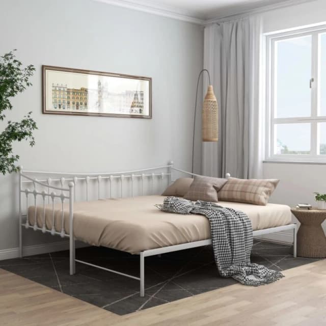 VIDAXL Pull-out Sofa Bed Frame without Mattress White Metal 90x200cm Vidaxl 8720286195550