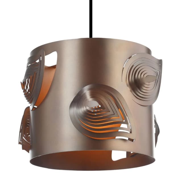 Happy Homewares Modern Solid Metal Easy Fit Pendant Shade with Laser Cut Leaves in Bronze Bronze Unisex