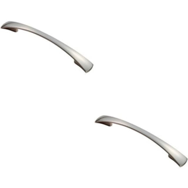 Loops 2x Tapered Pull Handle 172 x 16mm 1 28mm Fixing Centres Satin Nickel Curved Bow Metallics unisex