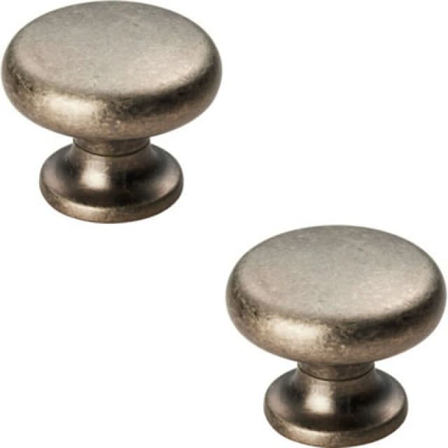 Loops 2x Flat Faced Round Door Knob 34mm Diameter Pewter Small Cabinet Handle Multi unisex