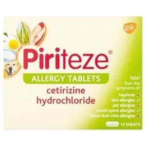 Piriteze Hayfever and Allergy Cetirizine Tablets 12s