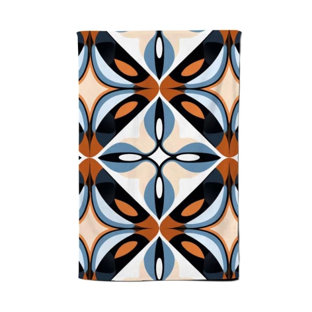 Warren Reed - Designer Brown & Blue Geometric Pattern Tea Towel Blue Unisex