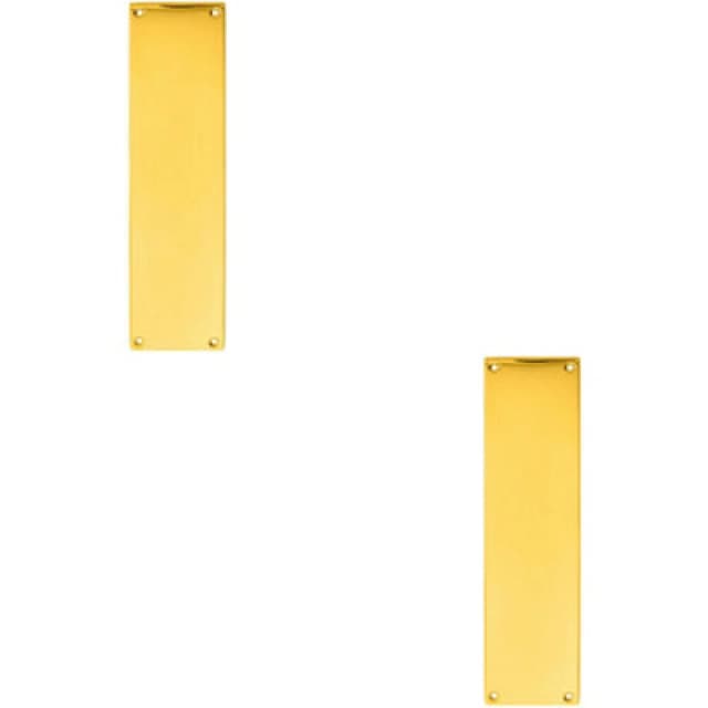 Loops 2x Plain Victorian Door Finger Plate 298 x 73mm Polished Brass Push Plate Metallics