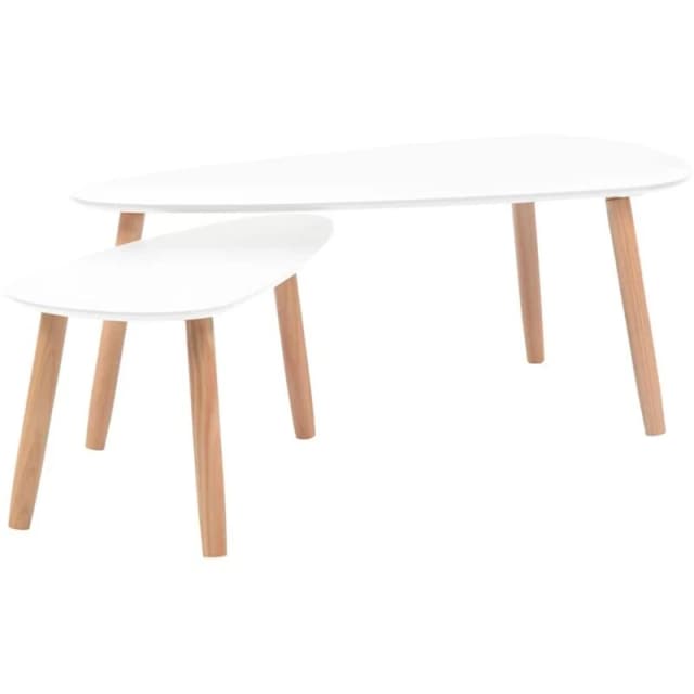 VIDAXL Coffee Table Set 2 Pieces Solid Pinewood White Vidaxl 244731