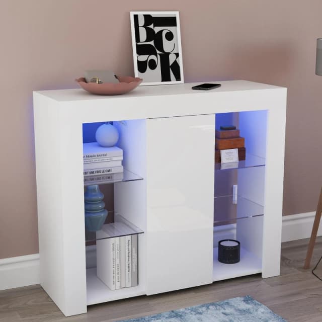 Lassic Azura 1 Door Multi LED Sideboard Large White unisex 1 Door