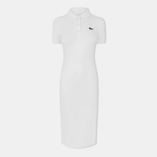 Lacoste Womens Ribbed Collar Breathable Polo Dress Flour female 6 (34)