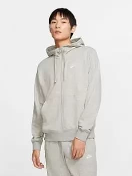 Nike NSW Club Fleece French Terry Full Zip Hoodie - Grey/White , Grey/White, Size S, Men