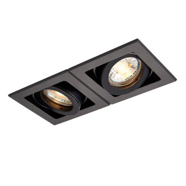 Netlighting Xeno Twin 2 Light Recessed Titlable Downlight Matt Black Dimmable Black