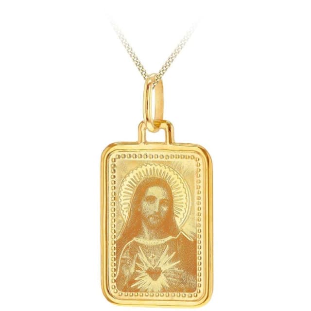 Be You 9ct Gold Rectangle Christ Necklace Yellow Gold unisex 18in
