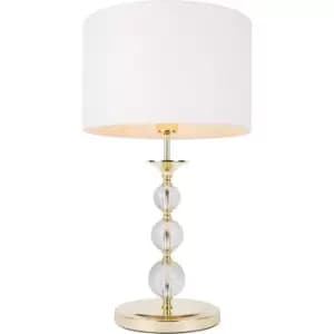 Rea Table Lamp with Round Shade, Gold, White, 1x E27
