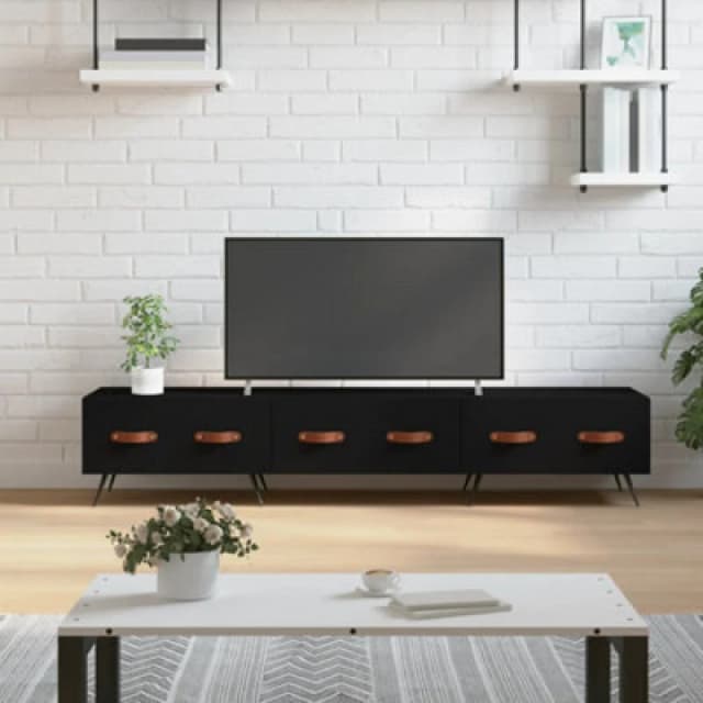 Vidaxl TV Cabinet Black 150X36X30 Cm Engineered Wood
