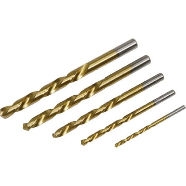 Loops 5 Piece Left-Hand Spiral Drill Bit Set - 3.2mm to 8.7mm - 4121 HSS Steel Metallics