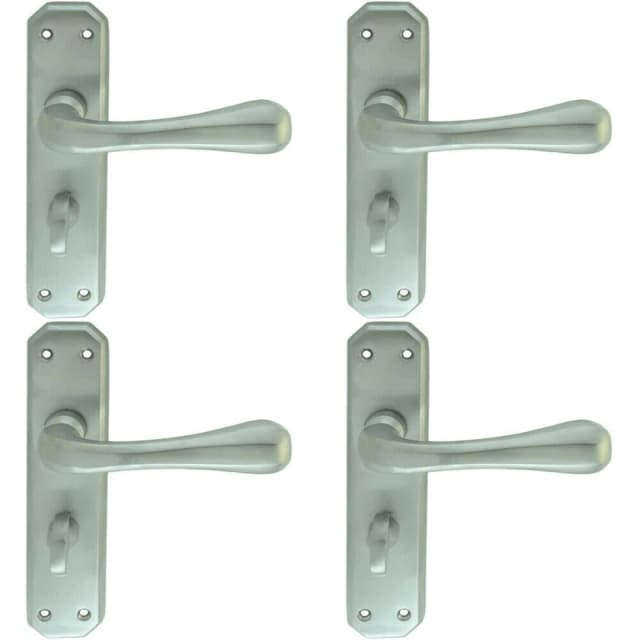 Loops 4x PAIR Heavy Duty Handle on Angular Bathroom Backplate 180 x 40mm Satin Chrome Multi